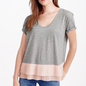 J. Crew Pleated Chiffon Hem T-Shirt Size Medium
